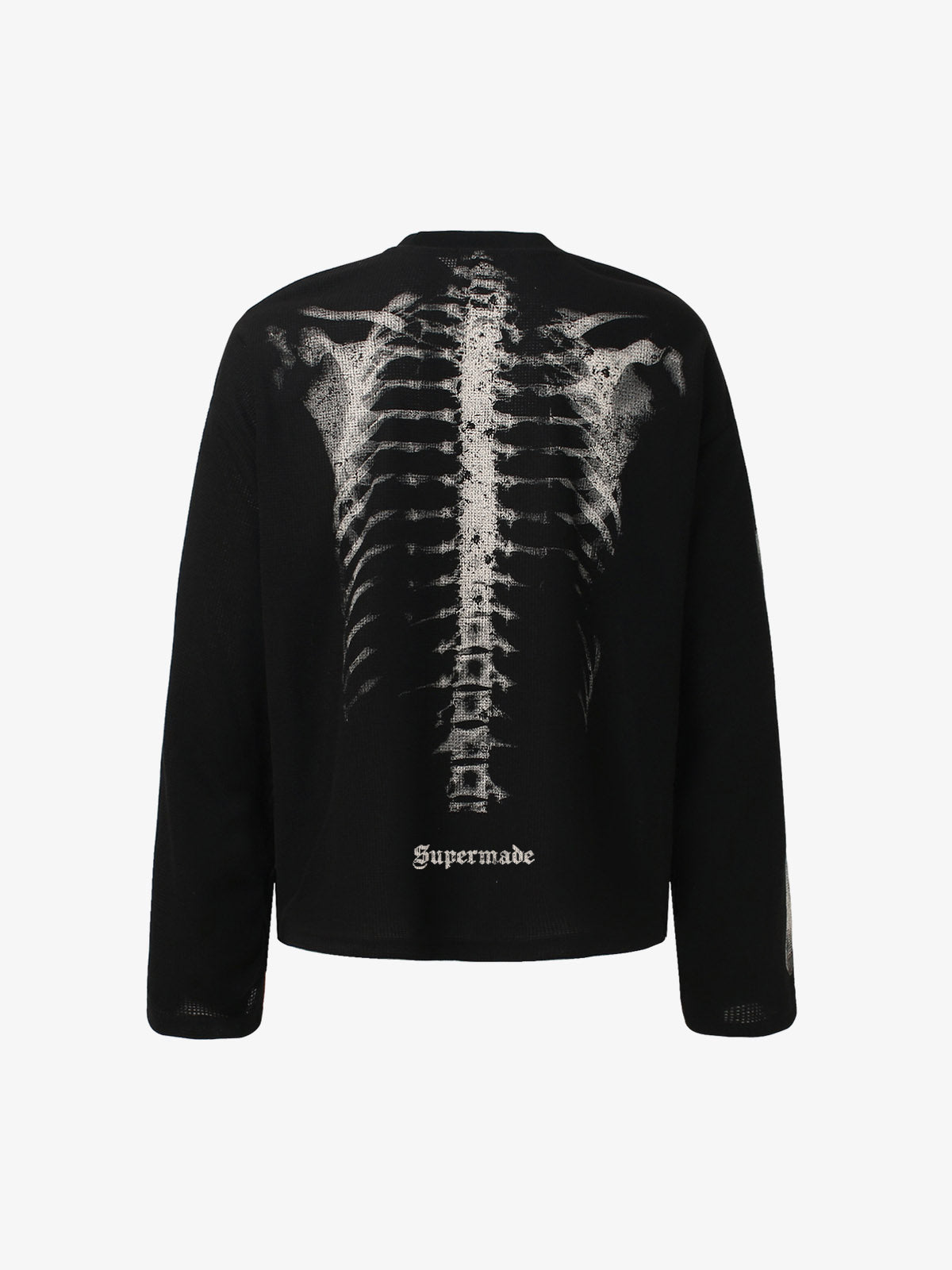 Skeleton Graphic Waffle Sweatshirt - 2495