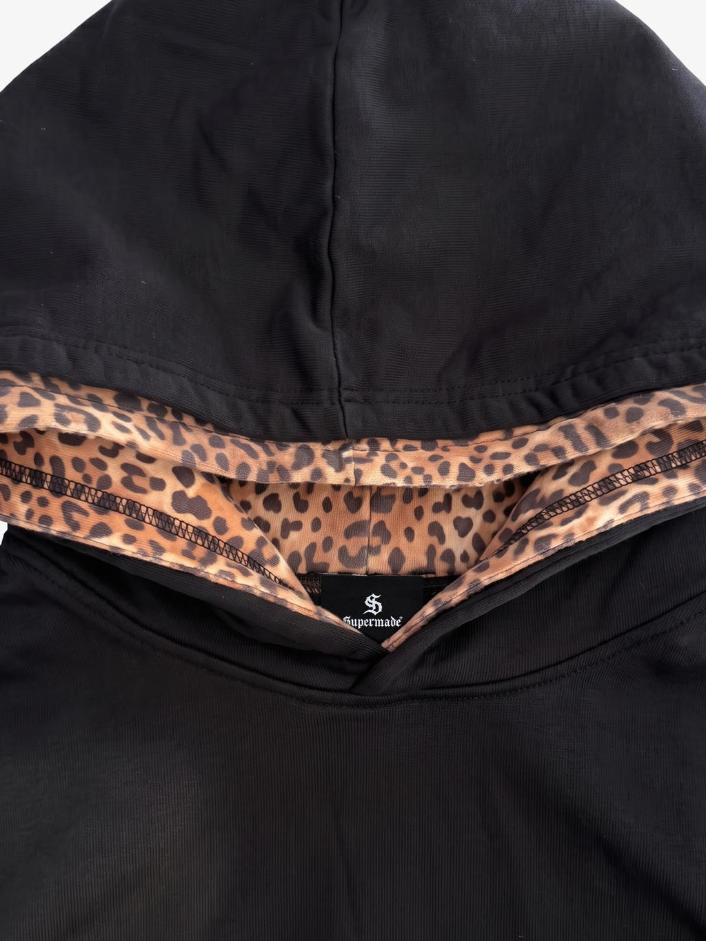 Distressed Leopard Pattern Layered Boxy Hoodie
