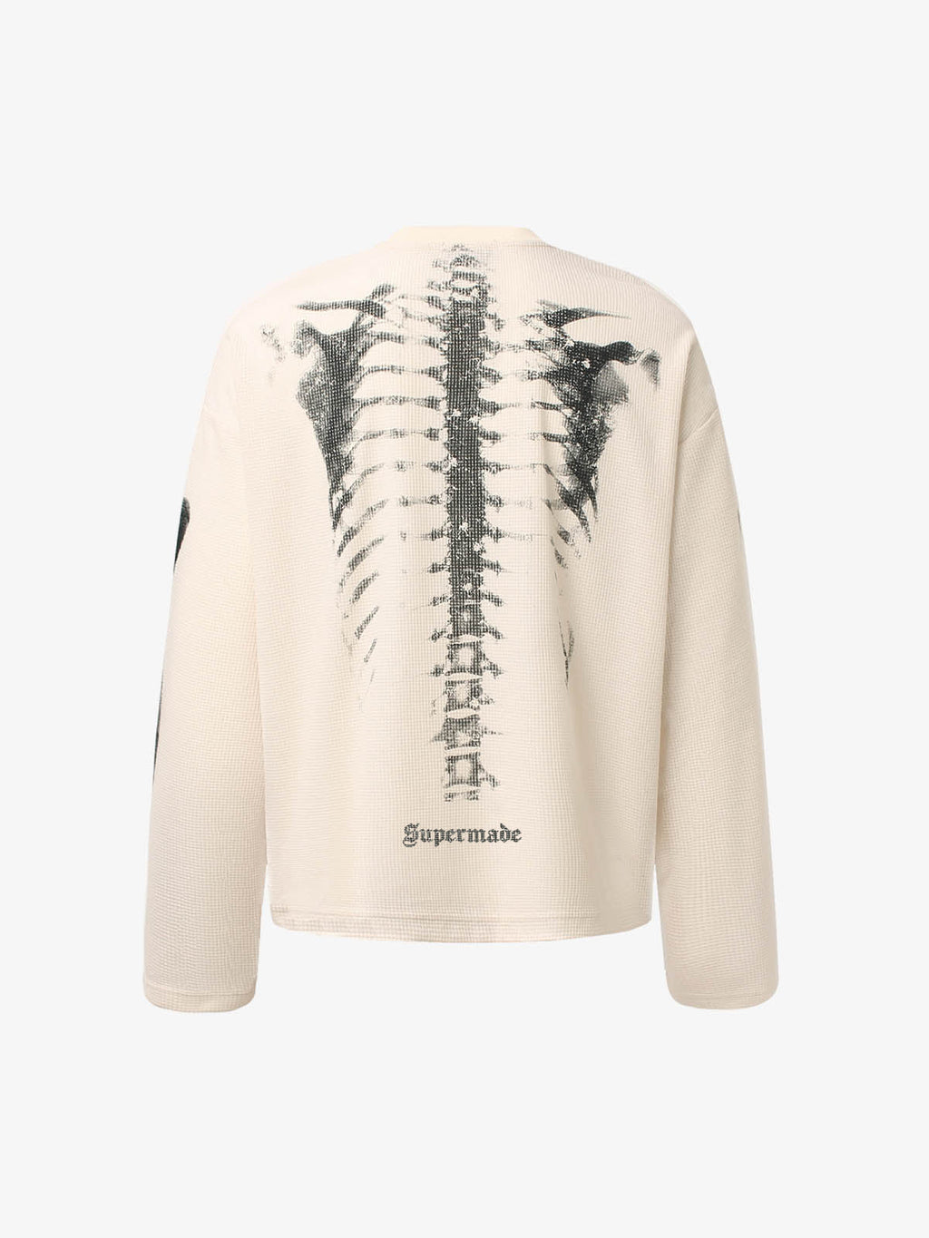 Skeleton Graphic Waffle Sweatshirt - 2495