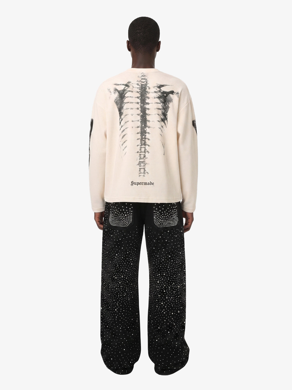 Skeleton Graphic Waffle Sweatshirt - 2495