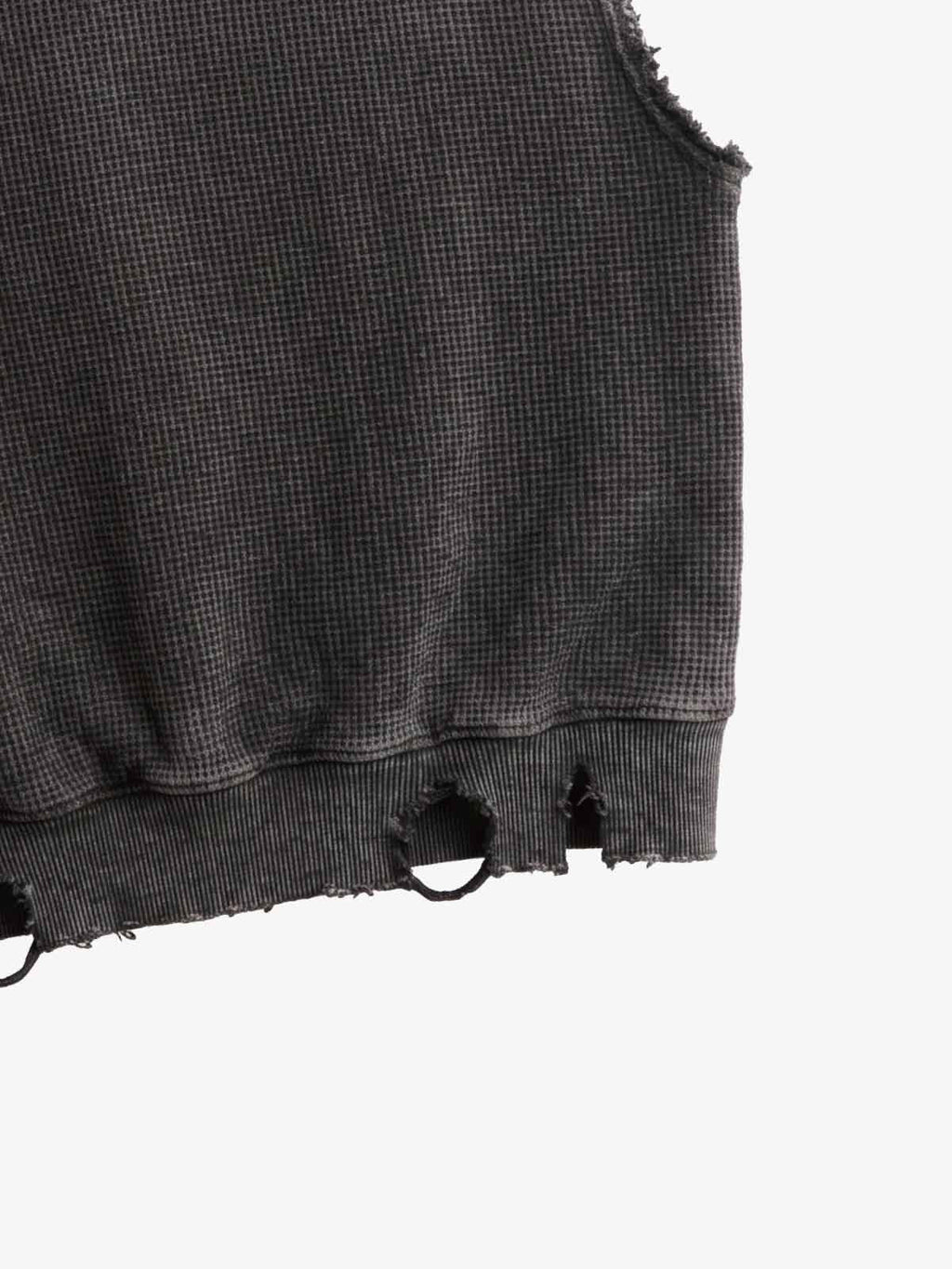 Distressed Multi-Label Graphic Sleeveless Zip Hoodie - 2641
