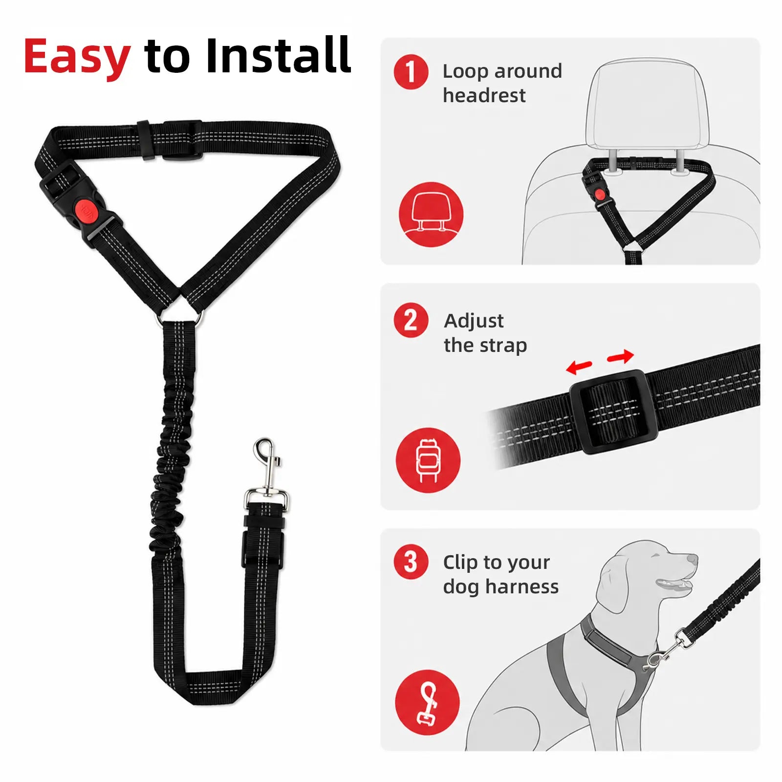 💥😘Elastic Retractable Dog Car Seat Belt🐶