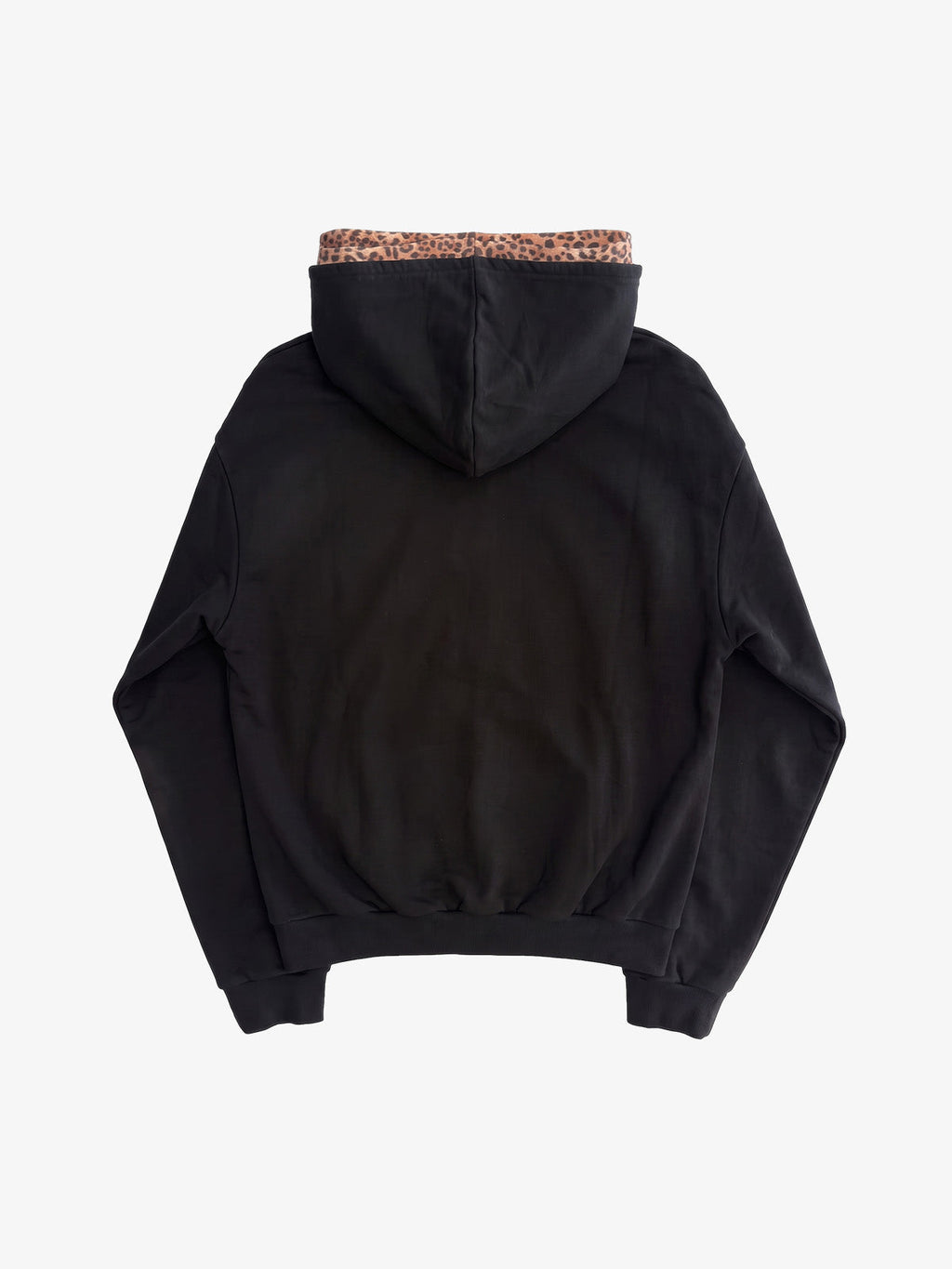 Distressed Leopard Pattern Layered Boxy Hoodie