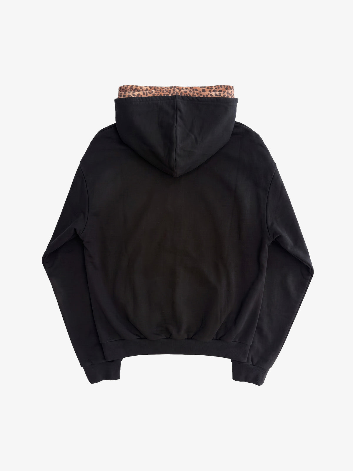 Distressed Leopard Pattern Layered Boxy Hoodie