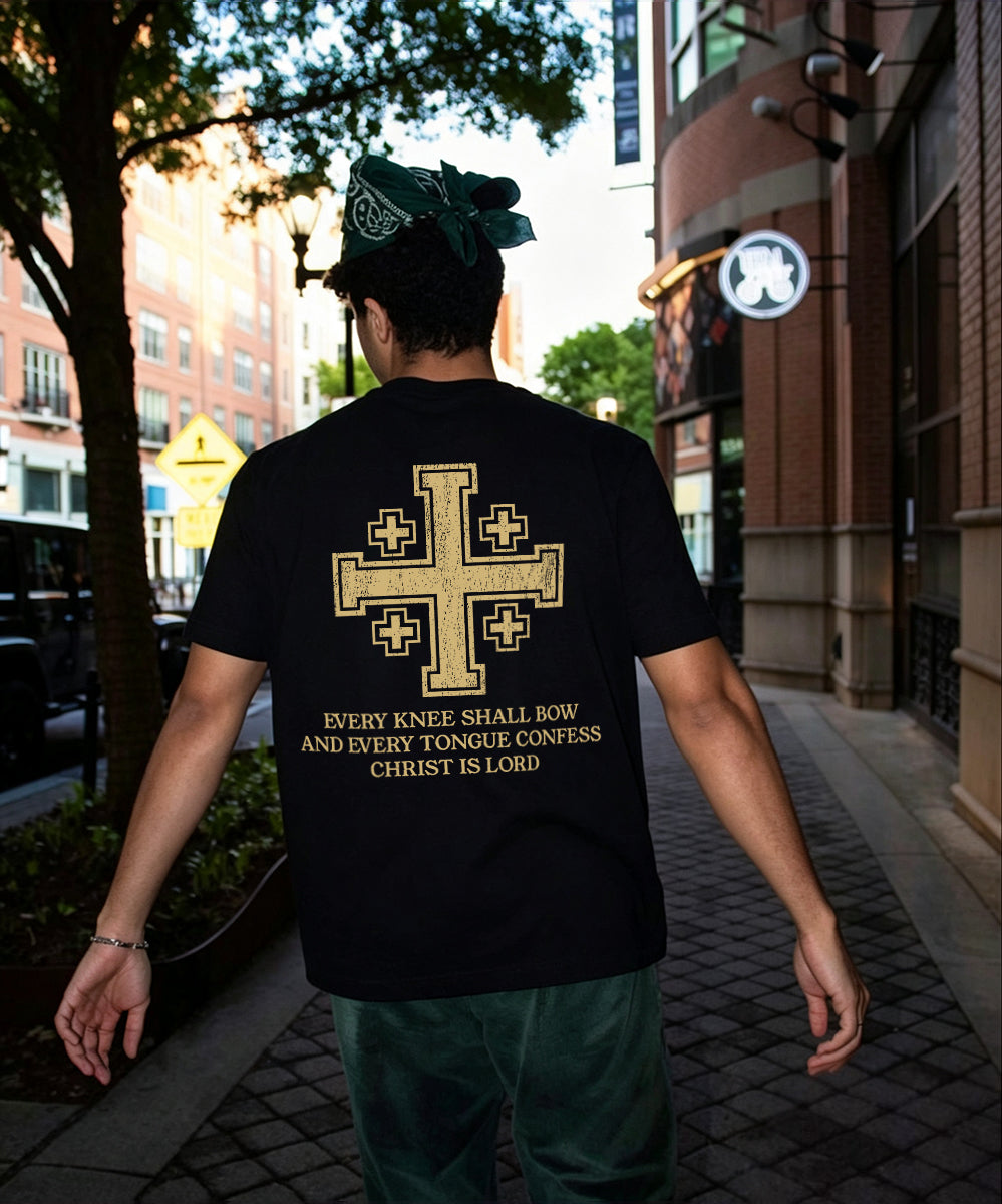 Every Knee Shall Bow And Every Tongue Confess Christ Is Lord Printed Men's T-shirt