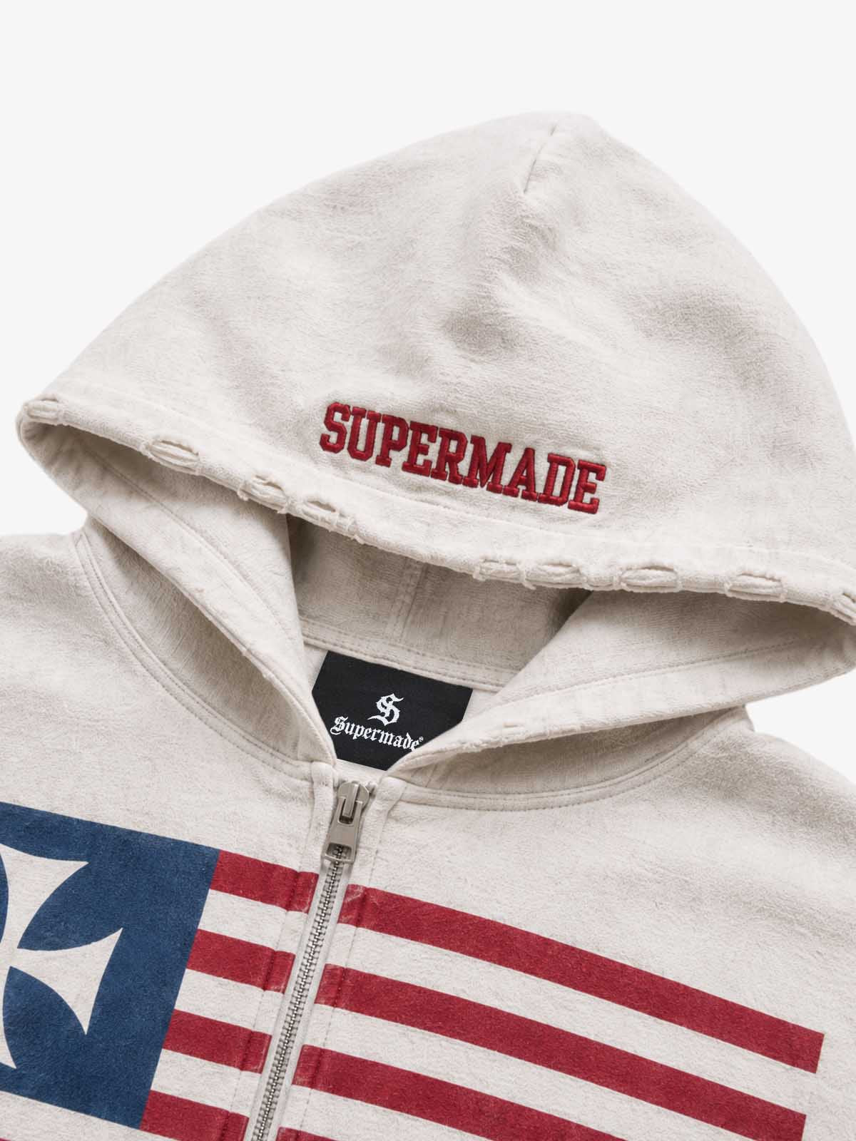 Cropped Flag Zip Hoodie