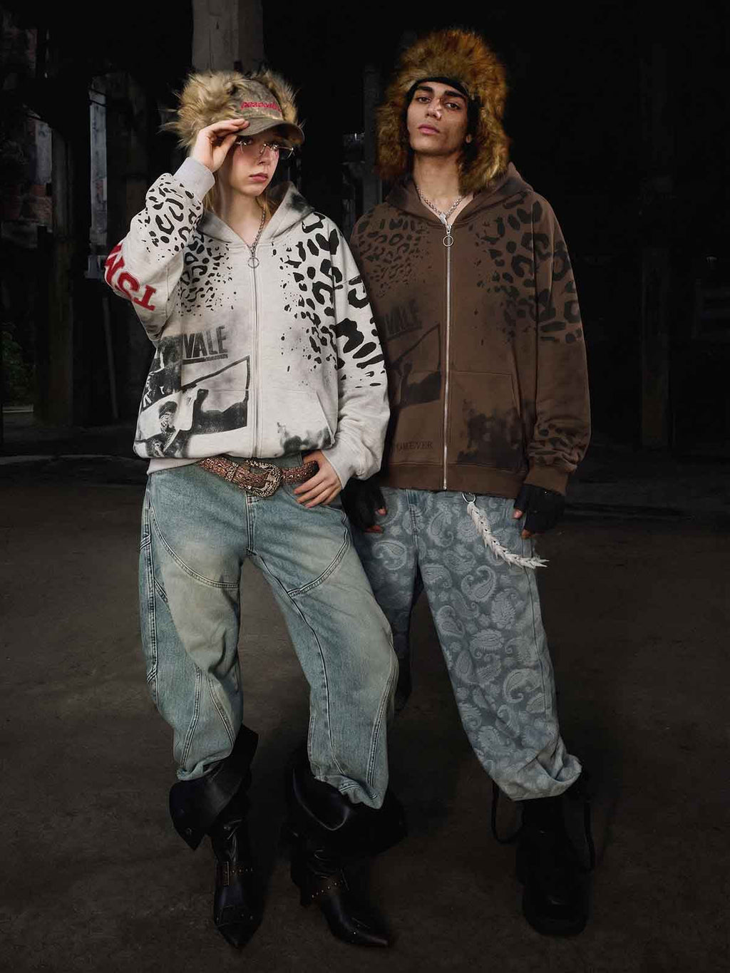 Leopard Logo Appliqué Distressed Hoodie