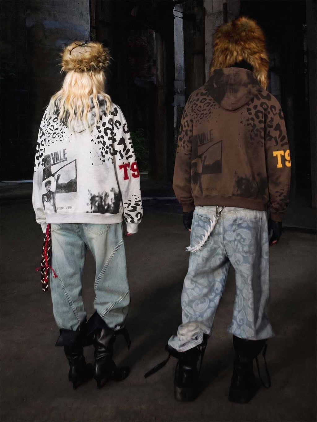 Leopard Logo Appliqué Distressed Hoodie