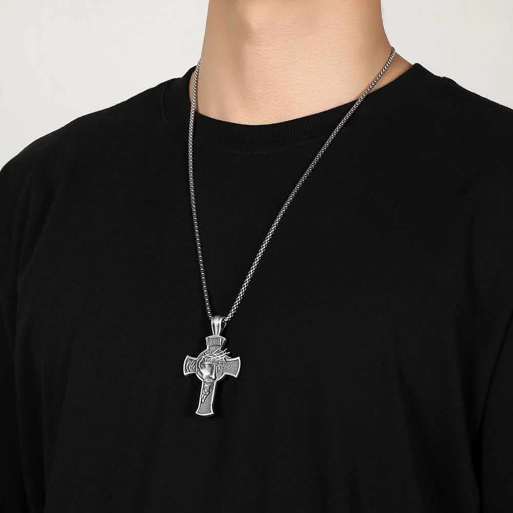 Jesus Face Cross Necklace