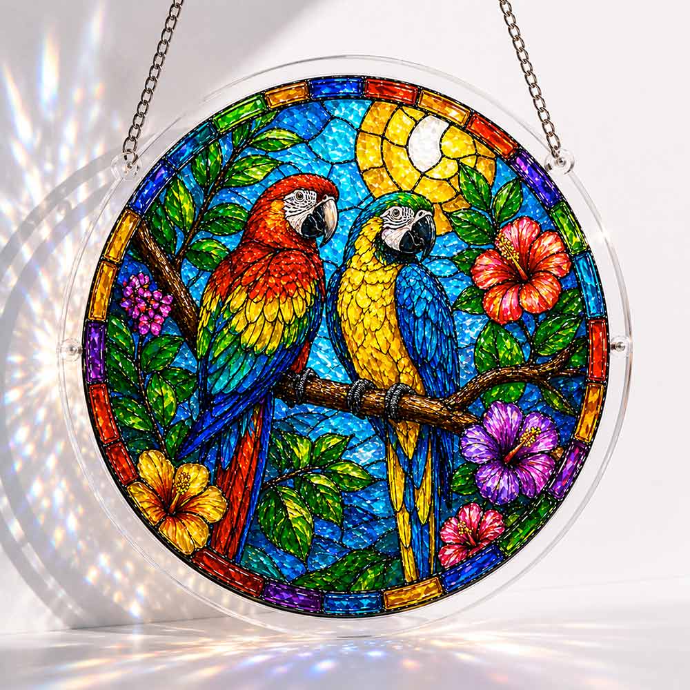 Acrylic Jigsaw Puzzle Suncatcher - Parrot Paradise