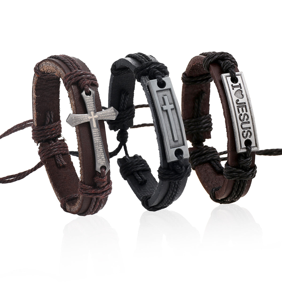 Christian Leather Bracelet Set (3 packs）