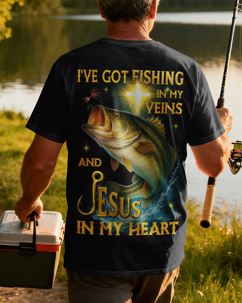I've Got Fishing In My Veins And Jesus In My Heart All Over Print T-Shirt