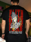 Faith Over Fear Praying Hand Rose Rosary Printed Men's T-shirt