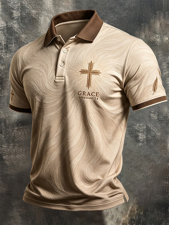 Men's Print Cross Art Polo Shirt