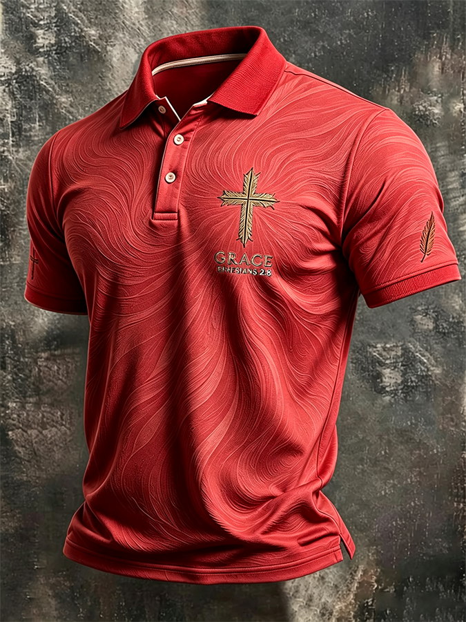 Men's Print Cross Art Polo Shirt