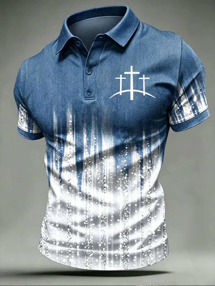 Faith Cross Commemorative Printed Polo Shirt