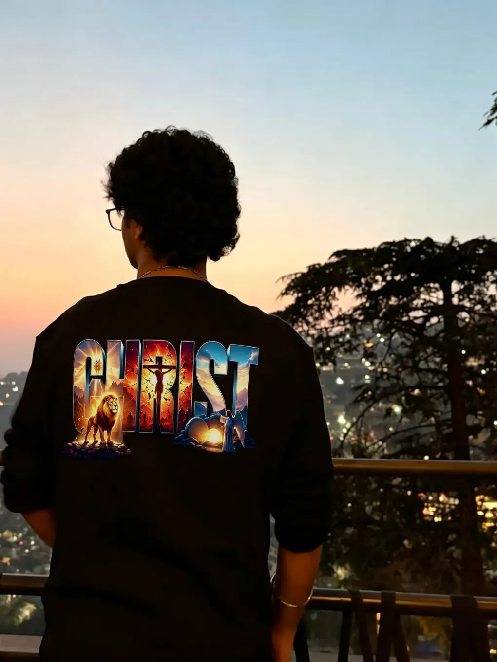 Christ Lion Sunset Printed Men's T-shirt
