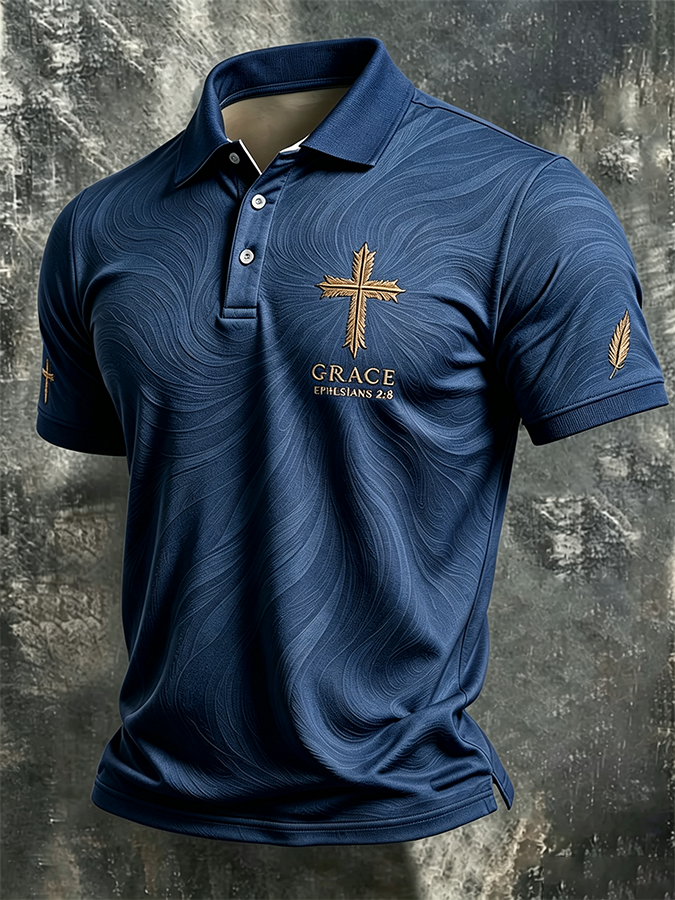 Men's Print Cross Art Polo Shirt