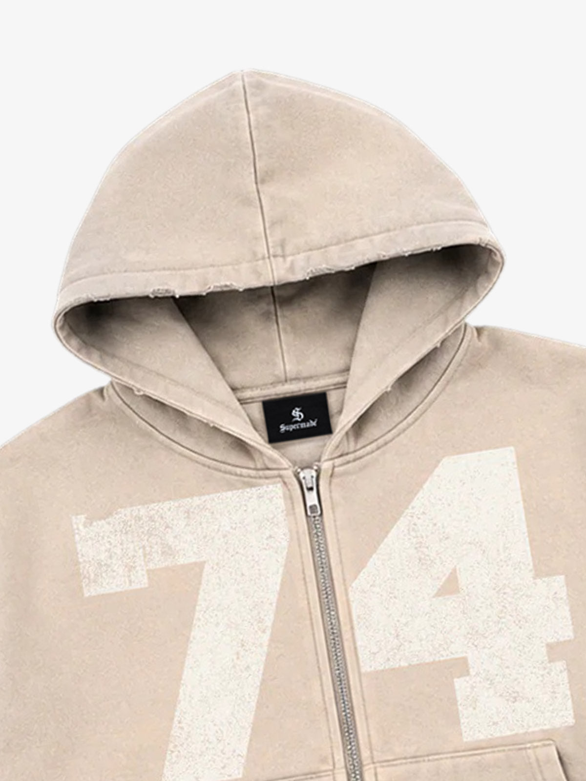Washed Ombré Number Graphic Zip Hoodie