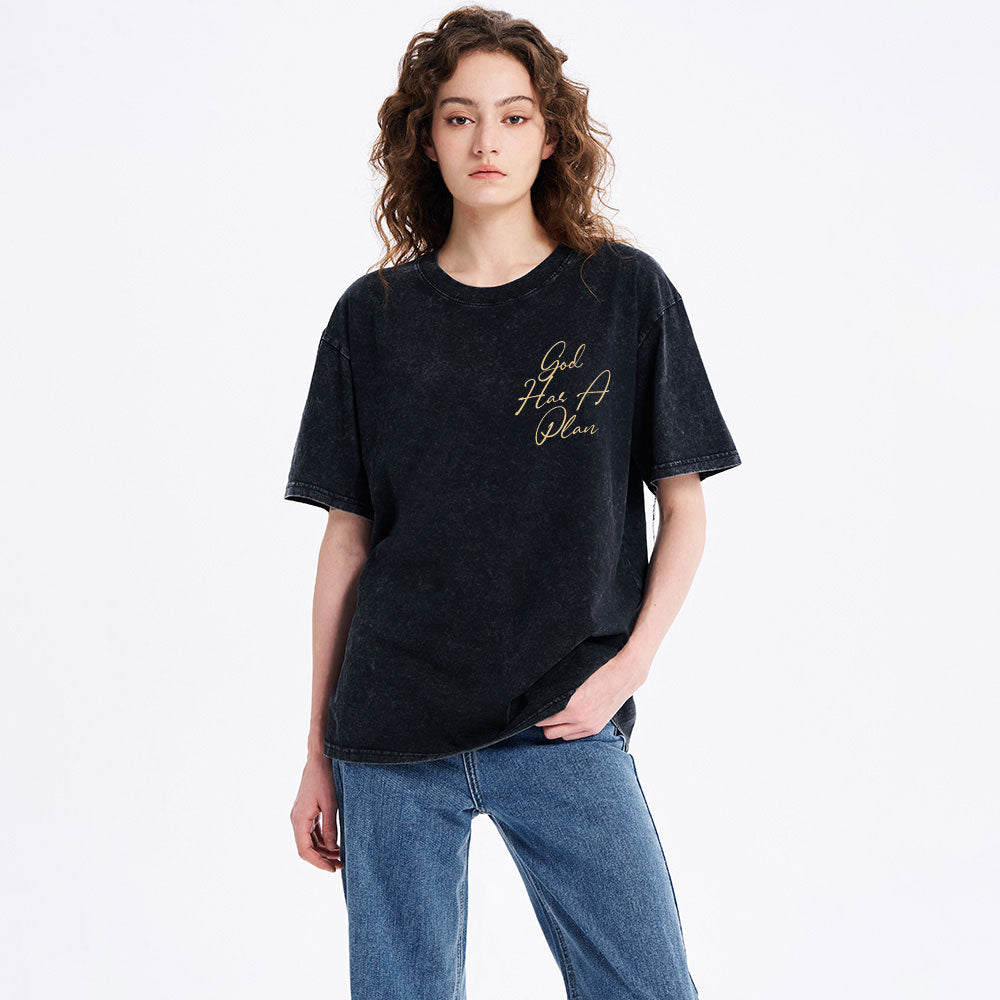 God Has A Plan Christian Washed T-Shirt