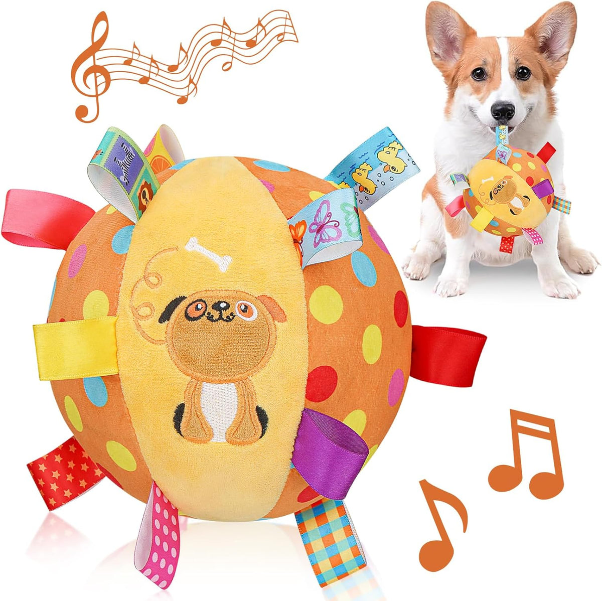 Plush Tug-and-Squeak Dog Ball