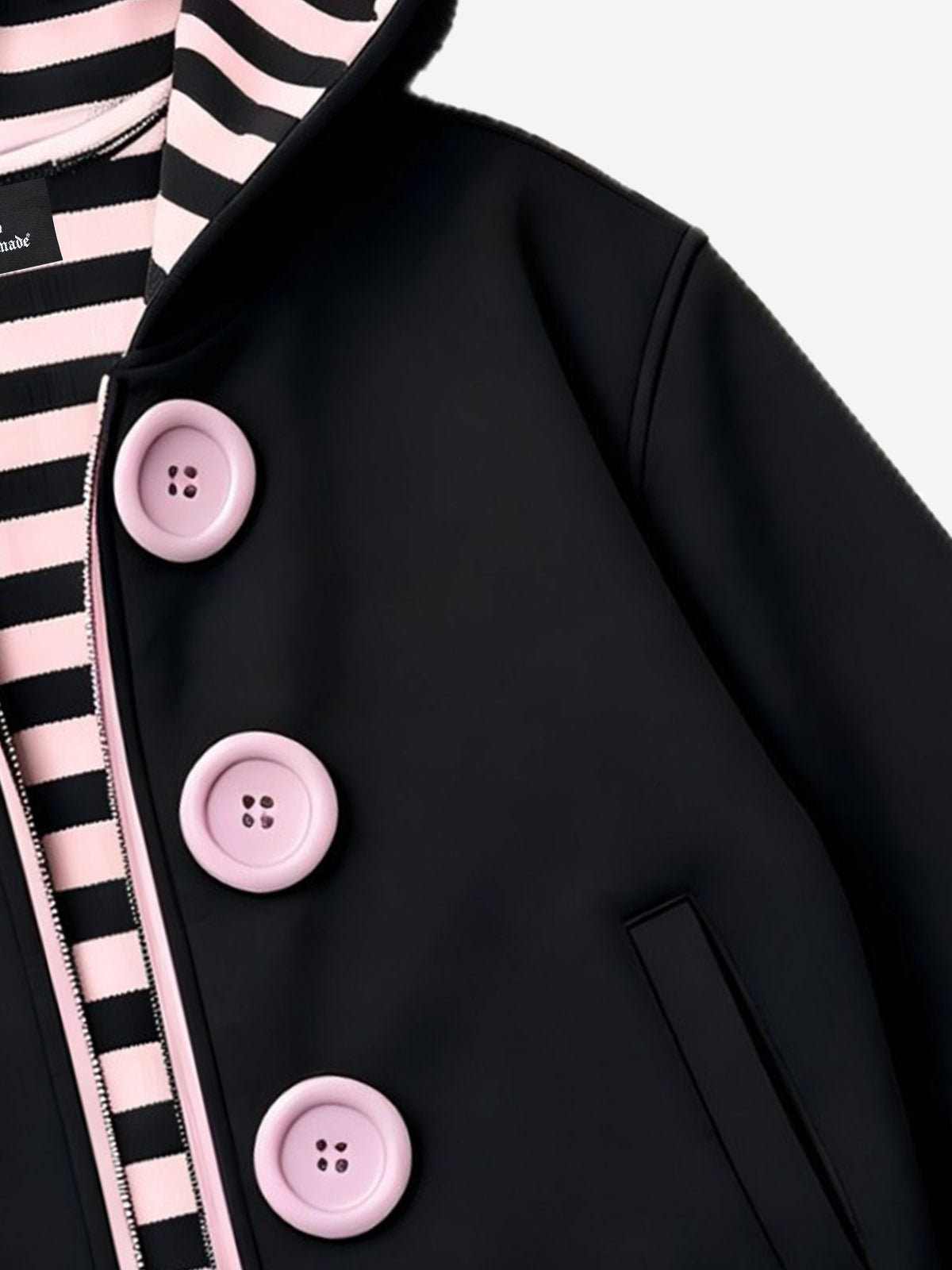 Scorpion Embroidered Striped-Lining Button-Up Hoodie