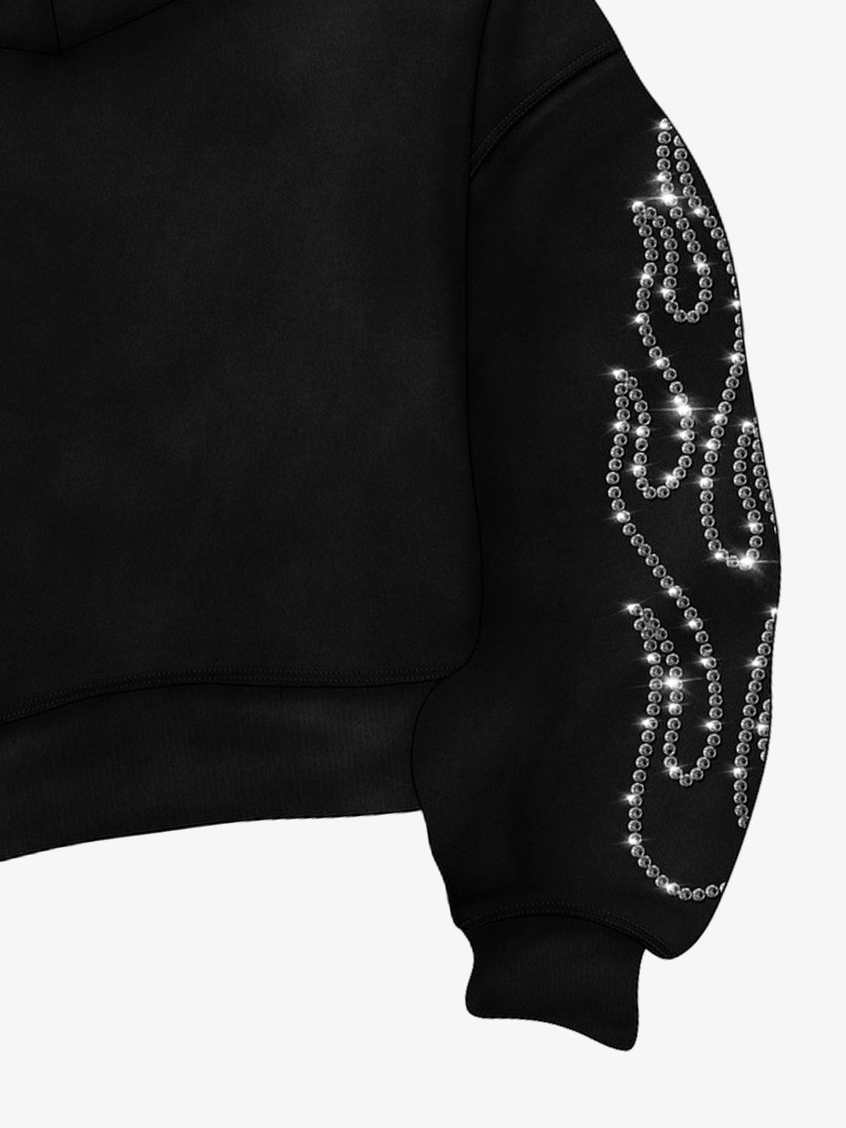 Flame Rhinestone Boxy Fit Hoodie