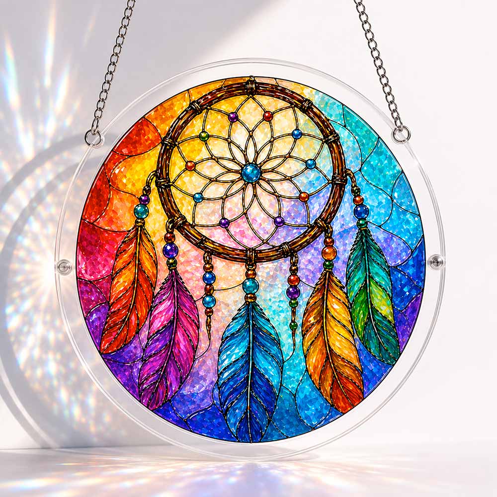 Acrylic Jigsaw Puzzle Suncatcher - Rainbow Dreamcatcher