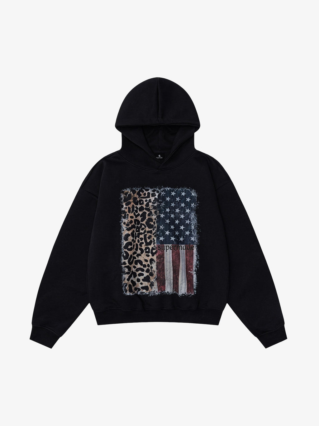 Leopard Flag Print Boxy Hoodie