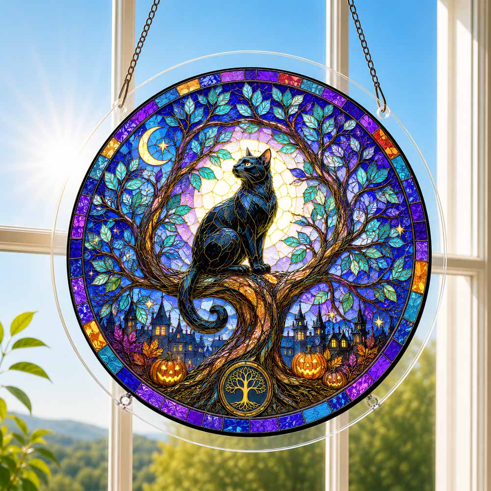 Acrylic Jigsaw Puzzle Suncatcher - Mystic Cat