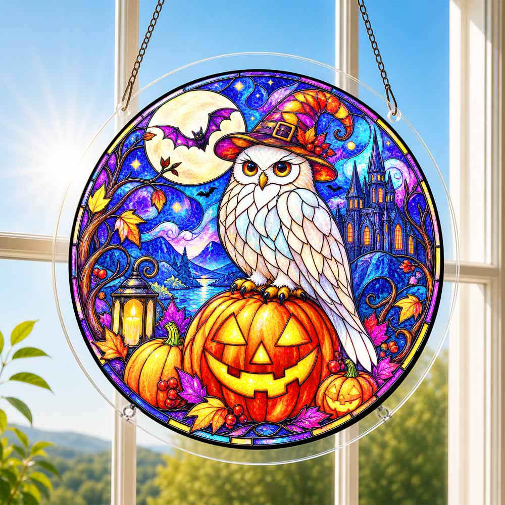 Acrylic Jigsaw Puzzle Suncatcher - Witch Owl