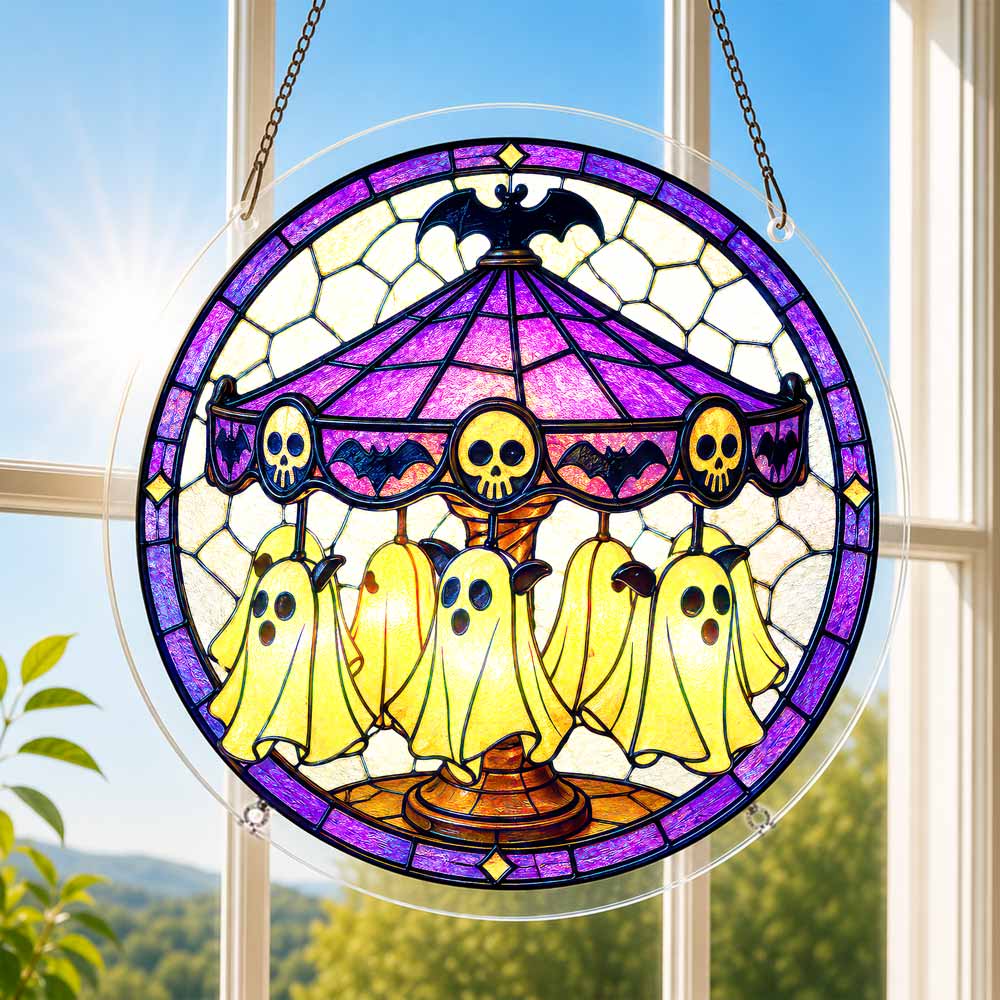 Acrylic Jigsaw Puzzle Suncatcher - Ghost Carousel