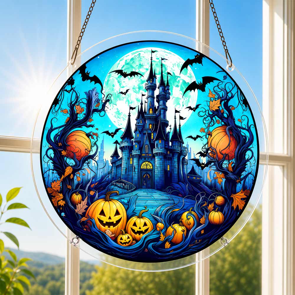 Acrylic Jigsaw Puzzle Suncatcher - Haunted Castle