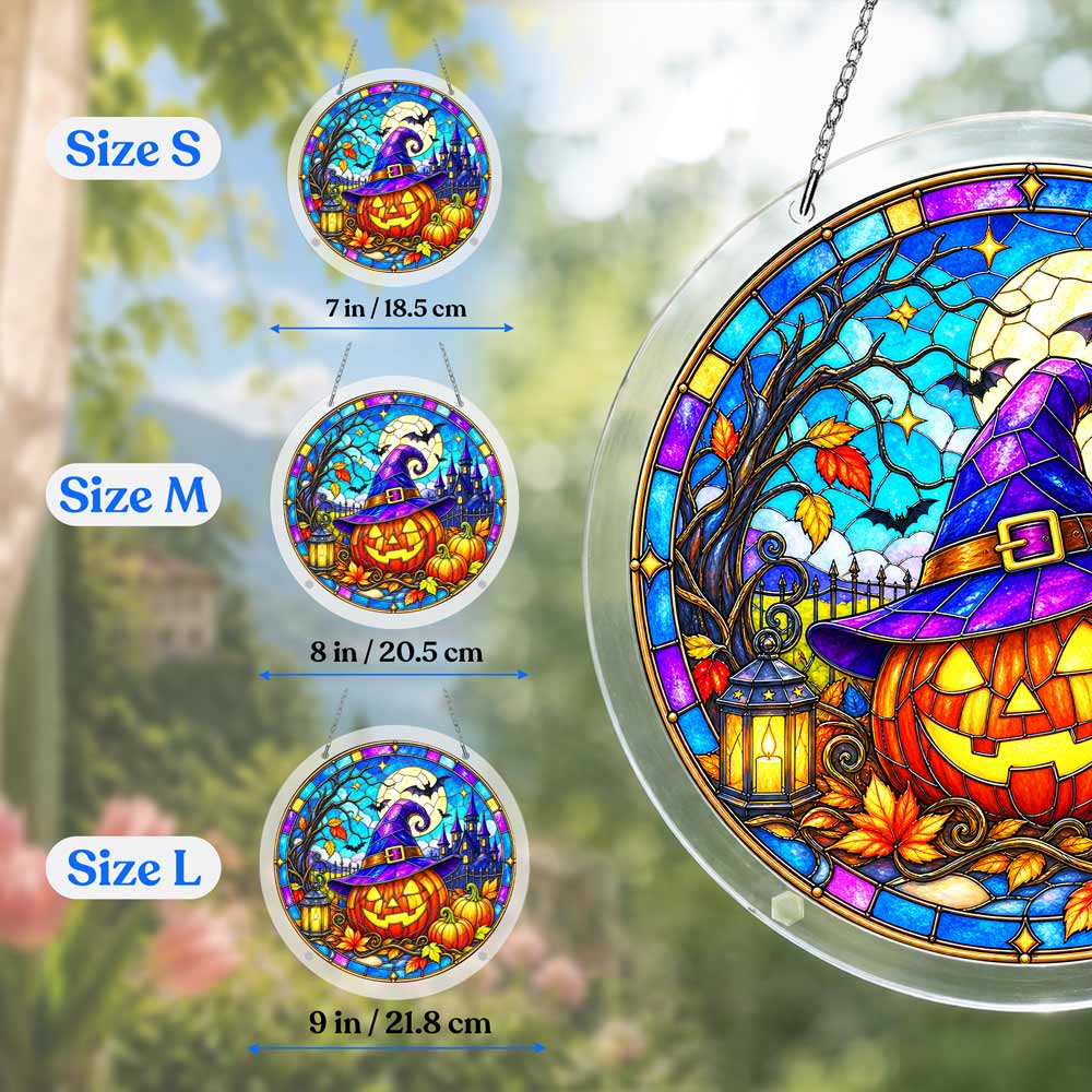 Acrylic Jigsaw Puzzle Suncatcher - Pumpkin Witch
