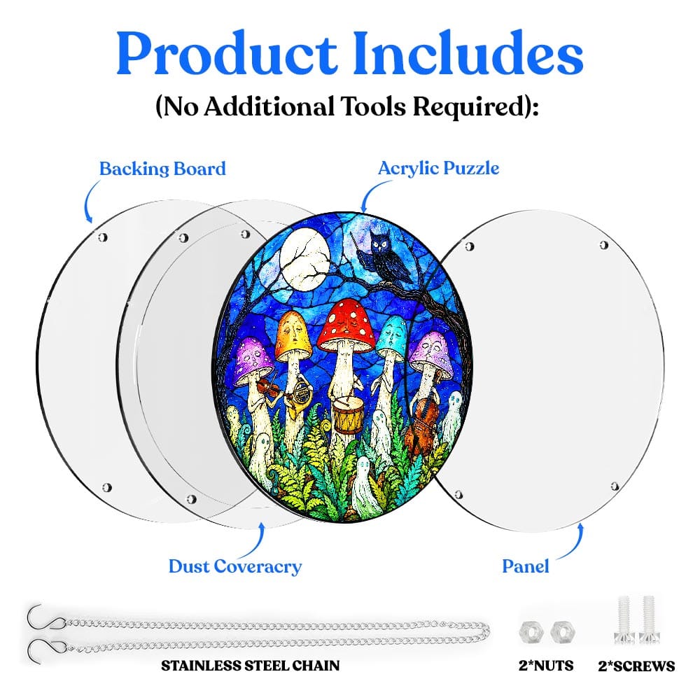 Acrylic Jigsaw Puzzle Suncatcher - Magic Mushrooms