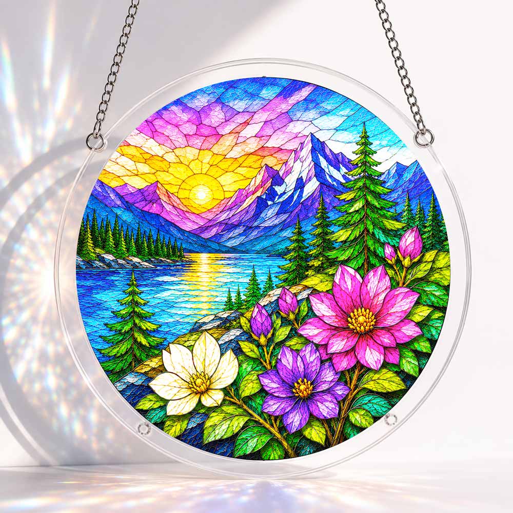 Acrylic Jigsaw Puzzle Suncatcher - Alpine Sunrise