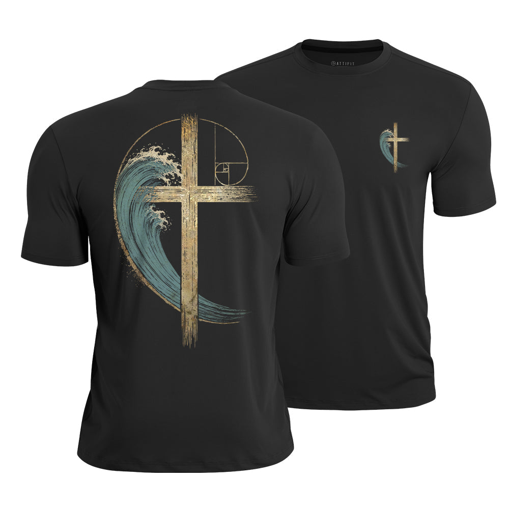 Wave Cross Christian Quick-Dry T-Shirt