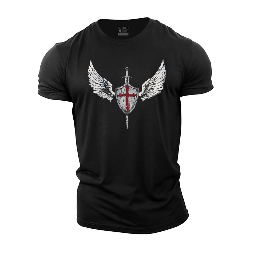 Knight Shield Cross Cotton T-Shirt