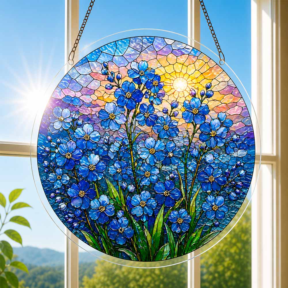 Acrylic Jigsaw Puzzle Suncatcher - Blue Blossoms