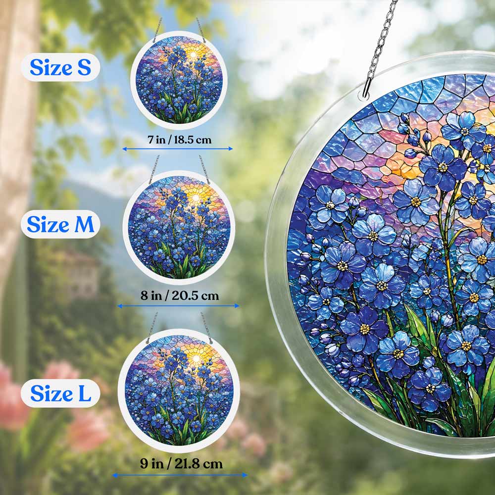 Acrylic Jigsaw Puzzle Suncatcher - Blue Blossoms