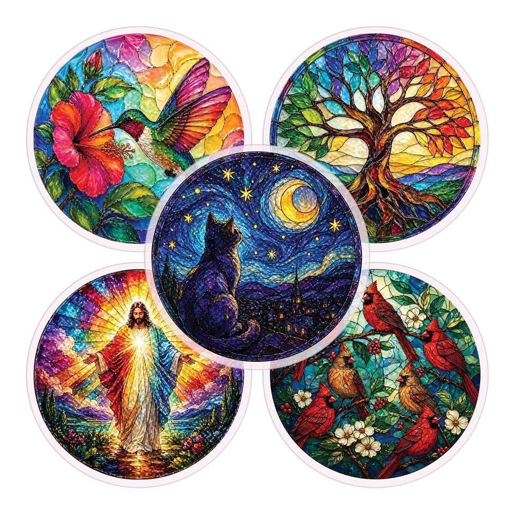 5-Pack Acrylic Jigsaw Puzzle Suncatcher Gift Set