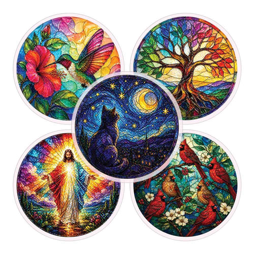 5-Pack Acrylic Jigsaw Puzzle Suncatcher Gift Set