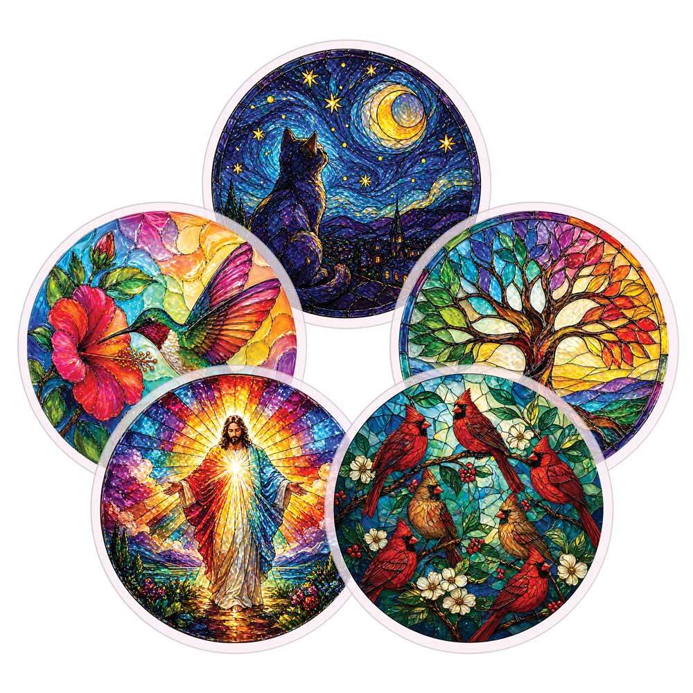5-Pack Acrylic Jigsaw Puzzle Suncatcher Gift Set
