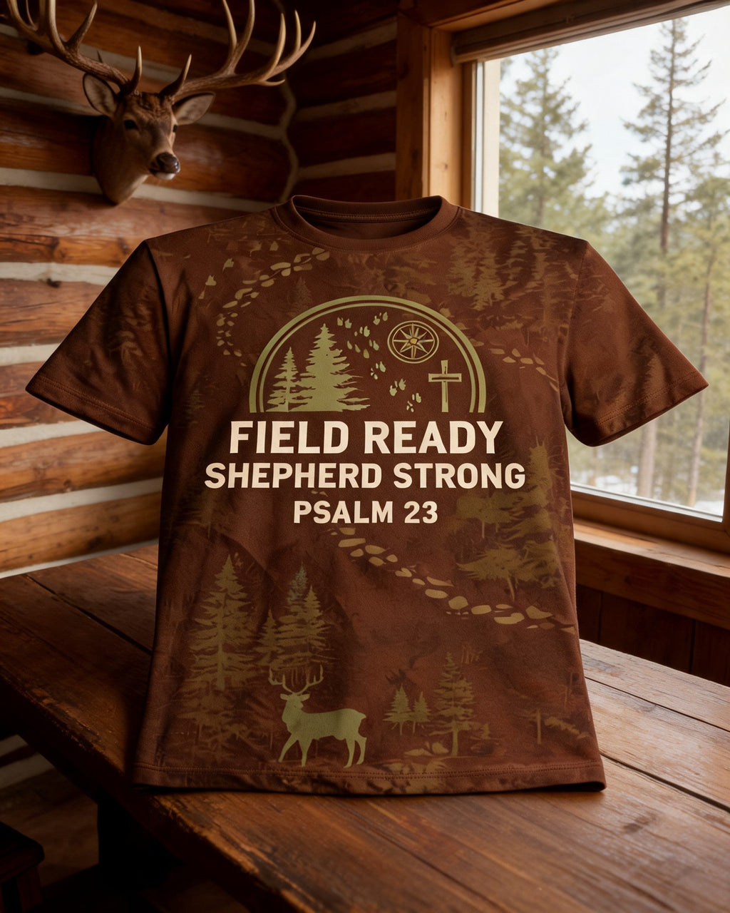 Christian Shirt For Boys Field Ready Shepherd Strong Hunting AOP T-shirt