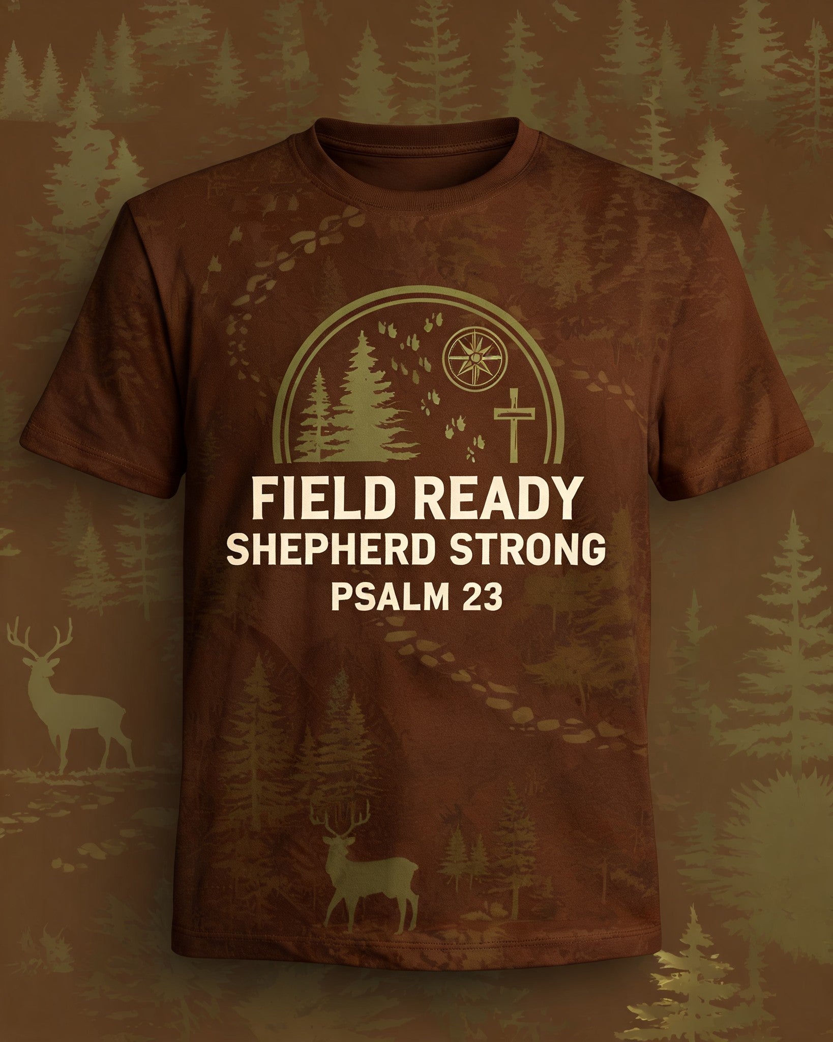 Christian Shirt For Boys Field Ready Shepherd Strong Hunting AOP T-shirt