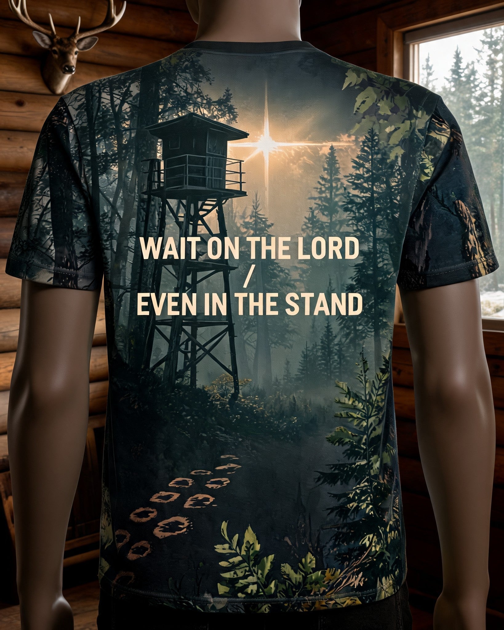Christian Hunting Shirts For Men Wait On The Lord AOP T-shirt