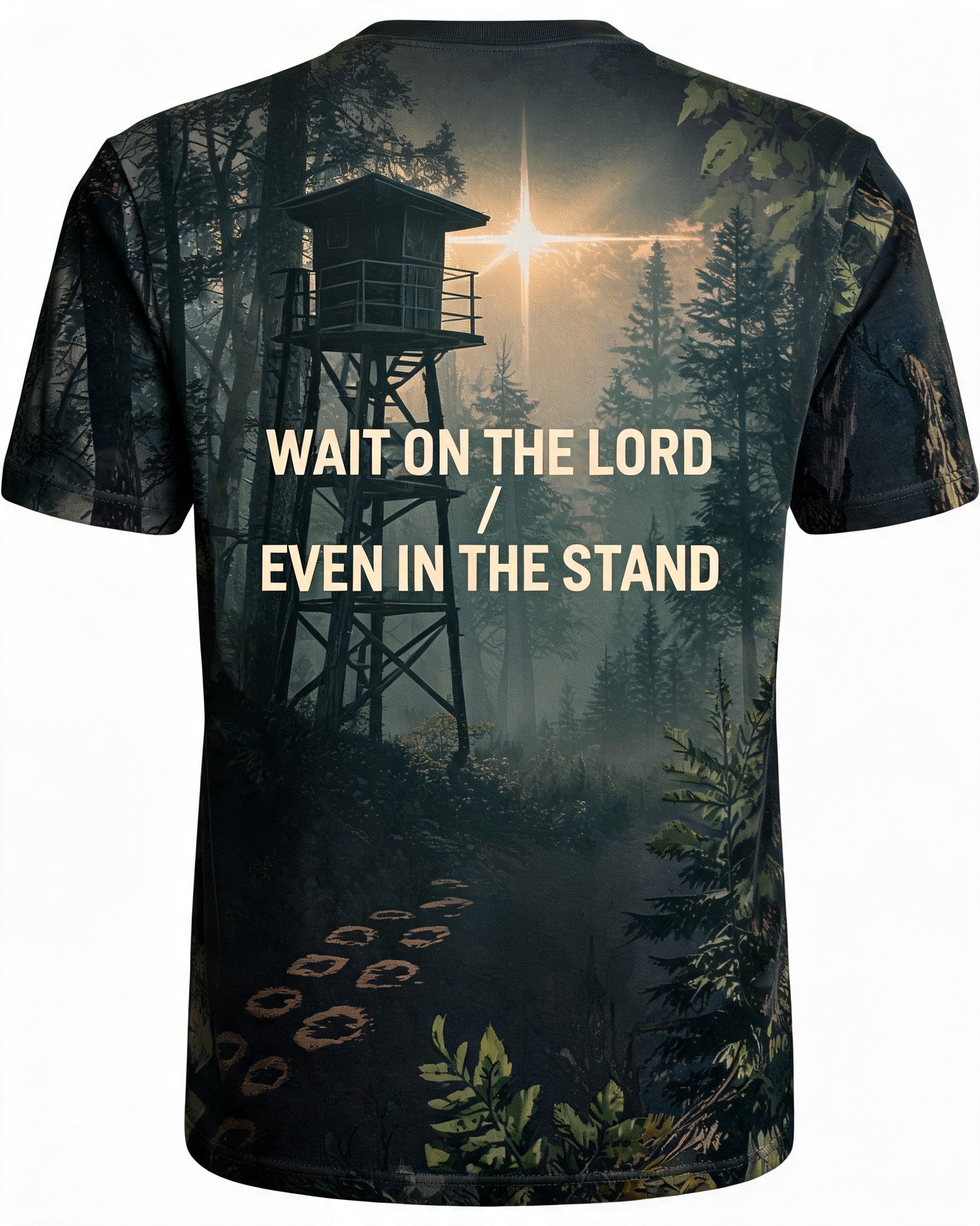 Christian Hunting Shirts For Men Wait On The Lord AOP T-shirt