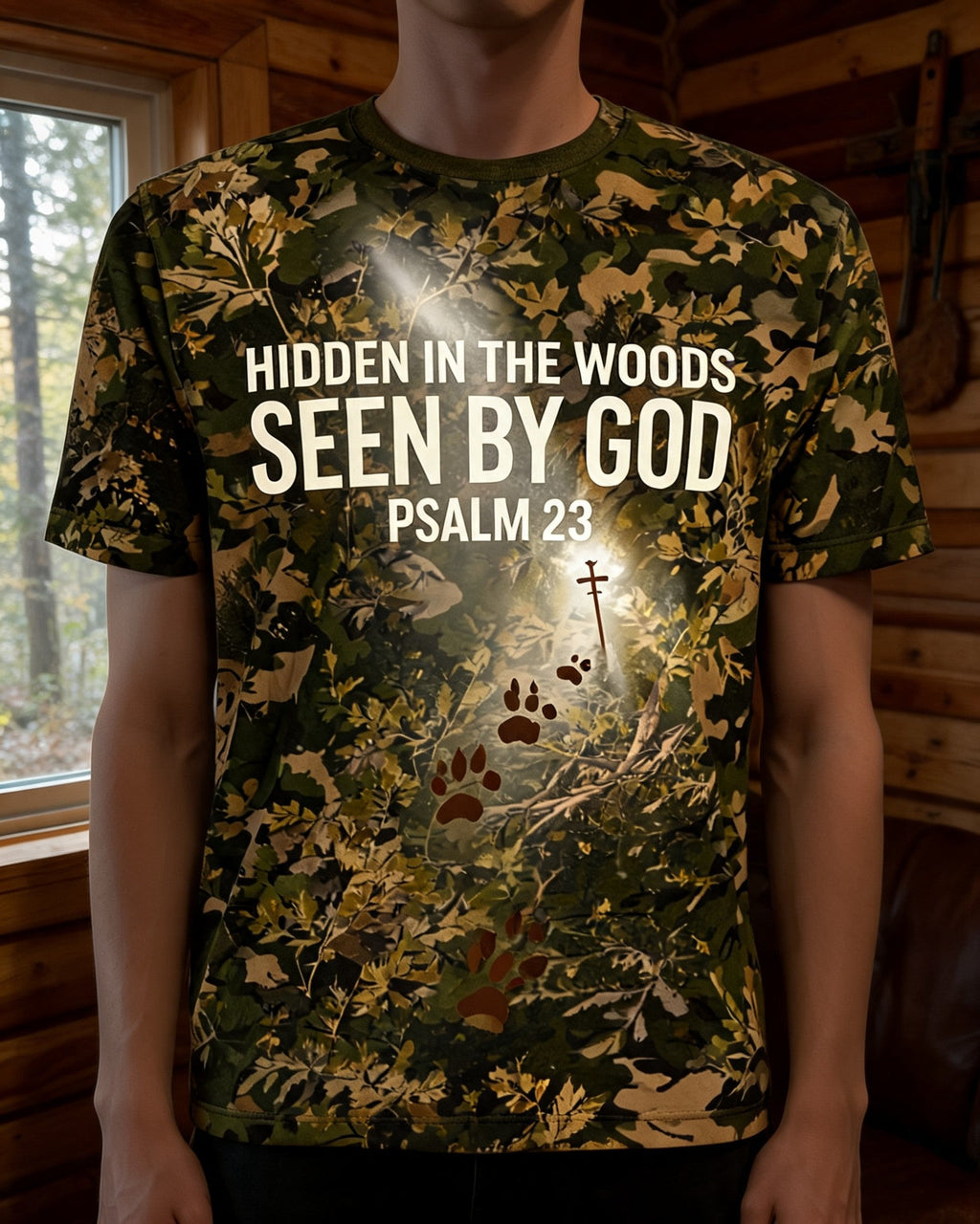 Christian Shirt Camo Hidden In The Woods Seen By God AOP T-shirt