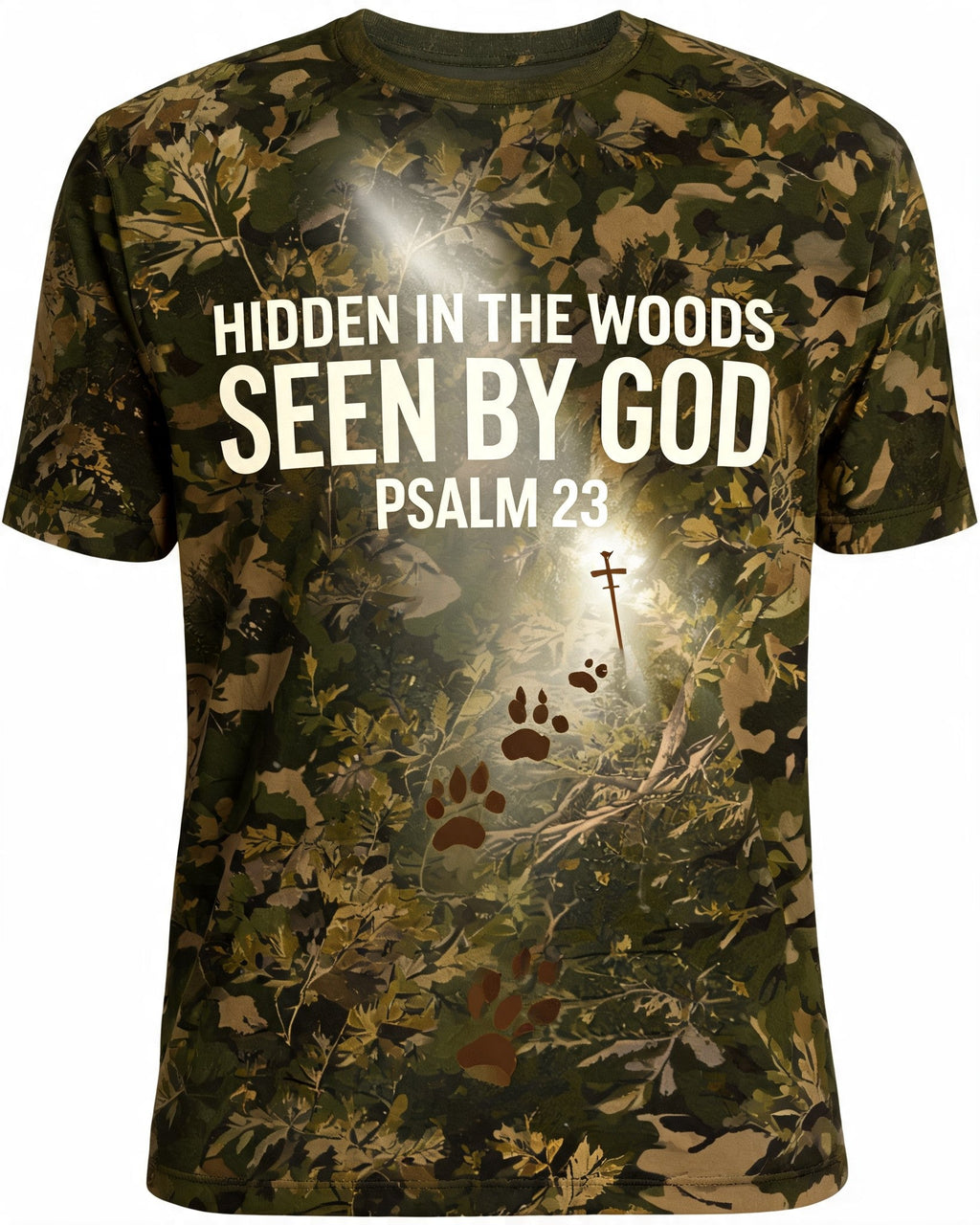 Christian Shirt Camo Hidden In The Woods Seen By God AOP T-shirt