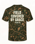 Christian Shirt Camo Field Covered By Grace AOP Tee